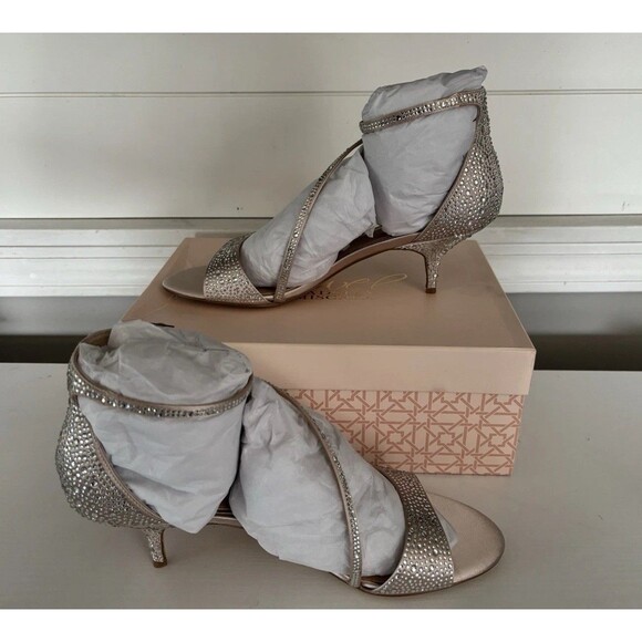 Jewel Badgley Mischka Womens Tangerine Champagne Crystal Sandal Size 11 - Picture 1 of 7